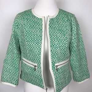 CAbi Clover Tweed Zip Up Jacket